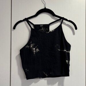 SHEIN Black and White Tie-Dye Crop Top